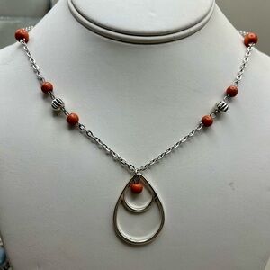 Silver and Rust Teardrop Necklace
